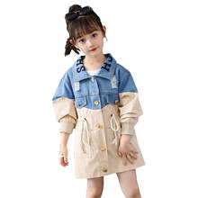 2020 Kids Jacket Patchwork Denim Jacket For Girls Slim Drawstring Kids Windbreaker Spring Autumn Novelty Girls Clothes Party 2024 - buy cheap