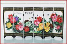 Exquisite Chinese Classical Lacquer Painting Folding Screen of Beautiful Blooming Peony Flowers 2024 - купить недорого