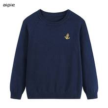 Suéteres para niños, nuevo diseño de moda, bordado de ancla, algodón, cuello redondo, para niños de 4 a 14 años 2024 - compra barato
