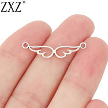 ZXZ 50pcs Tibetan Silver Angel Wing Connector Charms 2 Sided for Bracelet Necklace Jewelry Making Findings 31x6mm 2024 - buy cheap