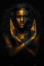 Black and Gold African Nude Woman Cuadros Canvas Painting Posters and Prints Scandinavian Wall Art Picture for Living Room Decor 2024 - buy cheap