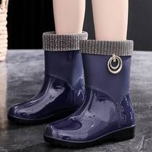 Punk Style Mid-Calf Rain Boots Women Rubber Winter Warm Snow Boots Women's Non-Slip Rain Boots Outdoor Water Shoes Zapatos De 2024 - buy cheap