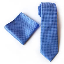 Unique Designer Men's Necktie Set Blue Checkers with Dots Ties Pocket Square Sets 2024 - buy cheap