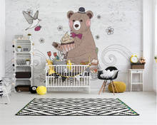 Papel tapiz 3d para decoración del hogar, pintado a mano, nórdico, moderno, dibujos animados de animales, Fondo de pared para habitación de niños 2024 - compra barato