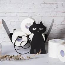Suporte de papel higiênico decorativo do gato preto, rack de armazenamento de tecido, organizador de toalha, prateleira acessórios de banheiro 2024 - compre barato