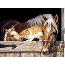 Two Horse Animal DIY Cross Stitch 11CT Embroidery Kits Craft Needlework Set Printed Canvas Cotton Thread Home     Dropshipping 2024 - buy cheap
