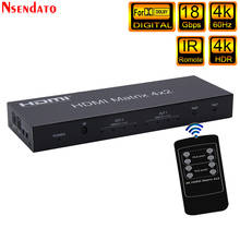 4K HDMI Matrix 4X2 4K@60Hz HDMI 4X2 Matrix with audio 4 in 2 YUV 4：4：4 Optical SPDIF 3.5mm jack HDR HDMI matrix Switcher Switch 2024 - buy cheap