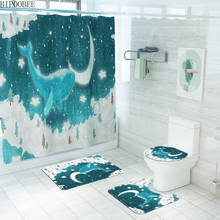 Cartoon Starry Sky Printed Shower Curtain Whale Pattern Bathroom Curtains Set Bath Mats Toilet Cover Non-slip Carpet Home Decor 2024 - buy cheap