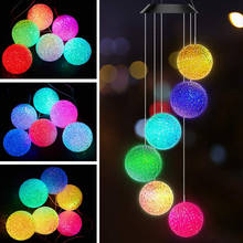 Color Changing Solar Power Wind Chime Light Crystal Ball Wind Chime Wind Mobile Waterproof Outdoor For Patio Yard Garden Decor 2024 - buy cheap