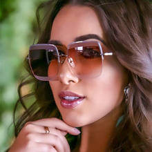 Óculos de sol feminino quadrado, armação de metal em degradê, óculos de sol clássico para mulheres, marca de luxo, novo, 2020 2024 - compre barato