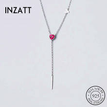 INZATT-gargantilla con colgante de corazón de circonita roja para mujer, Plata de Ley 925 auténtica, joyería fina minimalista, regalo 2024 - compra barato