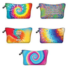 Bolsas de maquillaje estampadas con diseño Multicolor, bolsa organizadora bonita para viaje, bolsa de cosméticos para mujer 2024 - compra barato