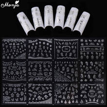 Monja 12Styles/Sheet Silver Gold Christmas Nail Art Sticker 3D Snowman Elk Xmas Self-Adhesive Nail Decals Manicure Decoration 2024 - buy cheap