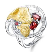 Anel de pedras preciosas para balé gem's 1.26ct, prata esterlina 925, artesanal, anel de folhas monstera, joias finas 2024 - compre barato