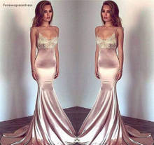 2019 Sexy Mermaid Prom Dress Sleeveless Long Spaghetti Straps Formal Holidays Wear Graduation Evening Party Gown Plus Size 2024 - buy cheap