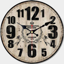 Reloj de pared redondo de madera, accesorio de hora con números romanos de óxido Retro, policromado, color negro, tablero Beige, para oficina y habitación, Clcok 2024 - compra barato