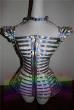 Espejo láser multicolor plateado para mujer, disfraz de pasarela, Artwear, gogo, espectáculo de escenario 2024 - compra barato