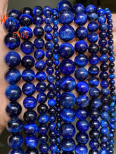 Miçangas espaçadoras para fazer joias, acessórios e colar de pedra de olho de tigre azul e natural para confecção de joias de 4mm a 12mm 2024 - compre barato