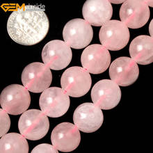 Cristales de cuarzo rosa Natural de Malasia, cuentas redondas de piedra lisa DIY para fabricación de joyas, hebra de 15 ", 4mm-10mm, venta al por mayor, nuevo 2024 - compra barato