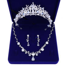 Zircon Wedding  Crown and Necklace Set for Bride Handmade Hair Jewelry Rhinestone Wedding Crowns Tiara Bridal Hair Accessories 2024 - buy cheap