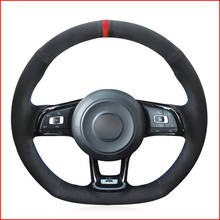 Black Suede Hand Sew Steering Wheel Cover for Volkswagen VW Jetta GLI VW Golf 7 GTI MK7 Golf GTI 2015-2020 VW Golf R 2015-2019 2024 - buy cheap