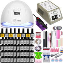 Conjunto de manicure e pedicure, kit de lixa elétrica para unhas 40/30/20/10, conjunto de esmalte de gel, 20000rpm, máquina para salão de beleza, uv, led, secador de lâmpada 2024 - compre barato