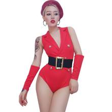 Певица на заказ стильная сексуальная одежда для ночного клуба красное боди Бейонсе Комбинезон диджея женский сценический наряд сценические костюмы одежда 2024 - купить недорого