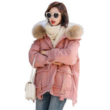 Long Parka Coat Women 2021 Winter New Denim Down Jacket Coats Female Thicken Warm Down Coats Ladies Raccoon Fur Hooded Overcoat 2024 - buy cheap