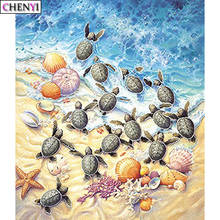 CHENYI-Pintura de diamante cuadrado completo 5D, bordado 3D de familia de tortuga, punto de cruz, bordado, mosaico de diamantes, decoración del hogar 2024 - compra barato