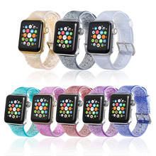 Силиконовый Блестящий прозрачный ремешок для Apple Watch, блестящий браслет iwatch, ремешок серии 5, 4, 3, 38 мм, 42 мм, 40 мм, 44 мм 2024 - купить недорого