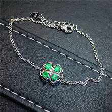 Dropship oval corte natural verde esmeralda pulseira ajustável 925 prata esterlina charme pulseiras de casamento feminino jóias 2024 - compre barato