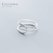 COLUSIWEI-anillos de plata de tamaño libre ajustables para mujer, sortija geométrica de doble capa de Plata de Ley 925 pura, joyería fina a la moda 2024 - compra barato