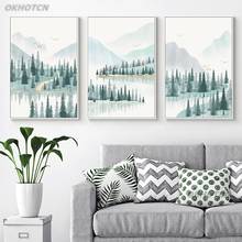 Fresh Poster Nordic Green Forest Landscape Canvas Painting Wall Art Picture For Living Room Home Decoration Printing Watercolor 2024 - buy cheap