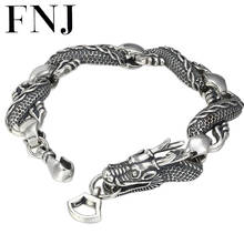 FNJ 925 Silver Bracelet Dragon Statement 23cm Big Chain Width 15mm Original Pure S925 Silver Bracelets for Men Jewelry Fine 2024 - buy cheap