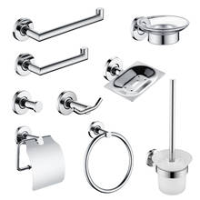 Chrome Stainless Steel Round Wall Mounted Hand Towel Bar Toilet Paper Holder Robe Towel Hooks Bathroom Accessories Set 2024 - buy cheap