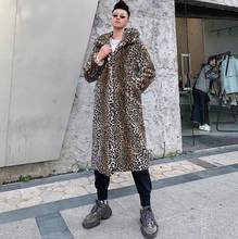Autumn Leopard faux mink leather jacket mens winter thicken warm long fur leather coat men jackets jaqueta de couro hooded B112 2024 - buy cheap