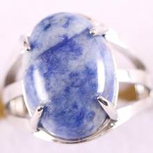 1Pcs Color Jewelry Gift Adjustable Ring For Women Natural Stone Oval CAB Cabochon Bead Blue Sodalite Finger Ring Z180 2024 - buy cheap