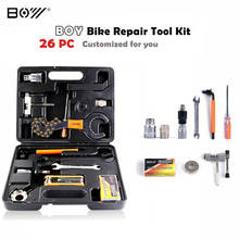 BOY 26pcs Bicycle Repair Toolbox Tire Patch Cassette with Disassembly Spoke Wrench Multifunctional Mountain Bike Road Bike parts 2024 - buy cheap