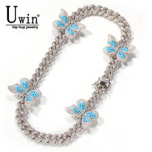 Uwin 12mm Miami Cuban Chain Paint Butterfly Necklace Iced Out Luxury Bling Choker Drop Shipping 2024 - buy cheap