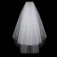 Véu curto de marfim com pente 2021, véu de noiva elegante, duas camadas, com pente, acessórios para festa de casamento 2024 - compre barato