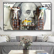 Modern Funny Art Painter Brush Dollar Canvas Wall Painting On Posters And Prints Money Picture For Living Room Mural Decoration 2024 - buy cheap