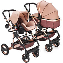 Carrinho de bebê 3 em 1 luxuoso, prático, rosa, dobrável, com assento para carro, para viagem 2024 - compre barato