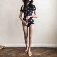 Купальник женский в стиле ретро, слитный купальник с волнистыми точками, закрывающий живот, тонкий треугольный пикантный бикини, 2020 2024 - купить недорого