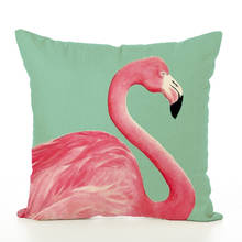 Cartoon Concise Cushion Cover Pillow Cover Originality Flamingo Design Pillow Case European Style Linen Pillowcase 2024 - buy cheap