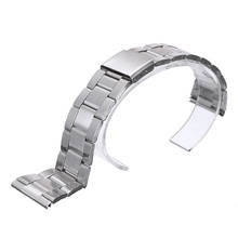 Correa de acero inoxidable para reloj de pulsera, accesorio Universal de extremo recto con eslabones sólidos de 12-24mm, doble cierre 2024 - compra barato