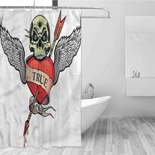 Crianças banheiro cortina de chuveiro tatuagem anjo crânio amor grande cortina de chuveiro 2024 - compre barato