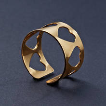 Новинка 2021 г., модное Открытое кольцо серебряного цвета в форме сердца с отверстиями, модные женские кольца на палец в стиле панк, простое богемное стильное ювелирное изделие, подарки 2024 - купить недорого
