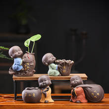 Accesorios para juegos de té, decoración de cerámica para mascotas, estatua de Buda pequeño, muñeca de monje, maceta de flores de escritorio, decoración de plantas hidropónicas 2024 - compra barato
