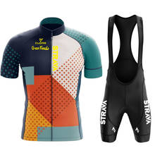 Мужская велосипедная команда STRAVA Pro, дышащий комплект одежды для велоспорта красного цвета с коротким рукавом, лето 2021 2024 - купить недорого