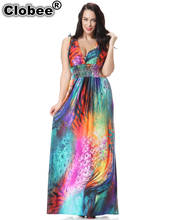 Boho 2020 Women Summer Boho Holiday Beach Dress Plus Size 7XL Printed Long Maxi Dress Elbise Robe ete Jurk Robe Longue chemise 2024 - buy cheap